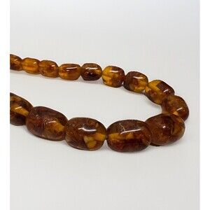 Vintage Baltic amber barrel bead necklace no clasp, pull over head approx. 13”